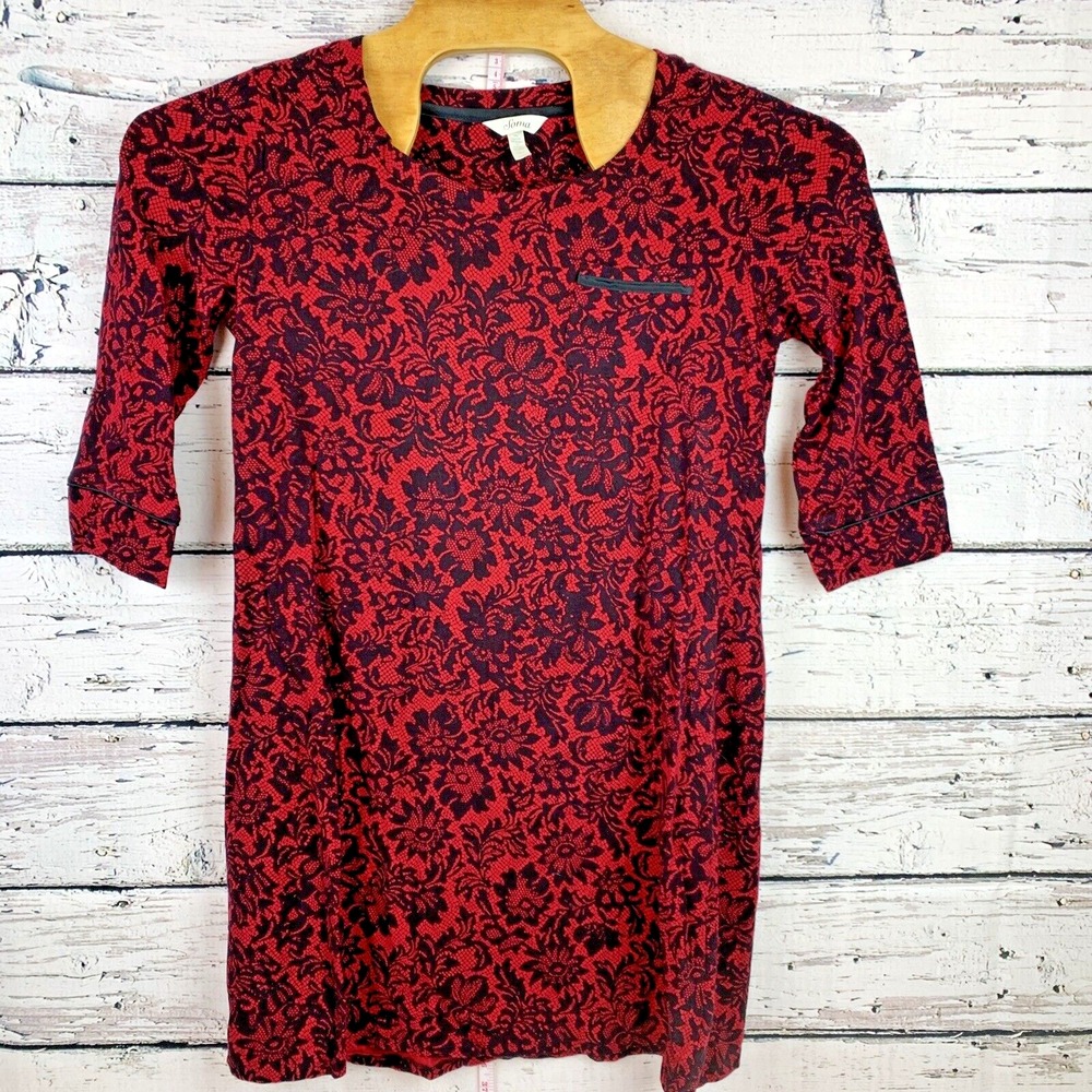 Soma Red Black & Gray‎ Short Casual Dress [Size Large] 3/4 Sleeves Round Neck